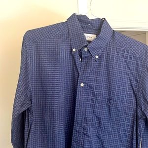 Eton mens navy blue pattern shirt